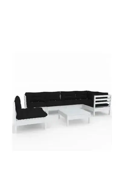 VIDAXL 3096425 Conjunto de muebles de exterior de 7 piezas de madera de pino con cojines color gris antracita de vidaXL