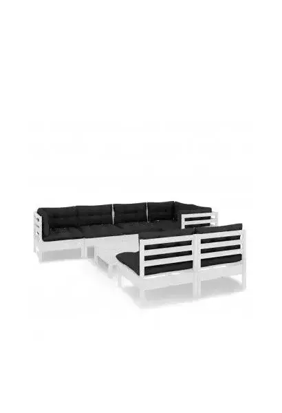 VIDAXL 3096449 Set de muebles modulares de 8 piezas de madera de pino blanco y cojines de color antracita de vidaXL