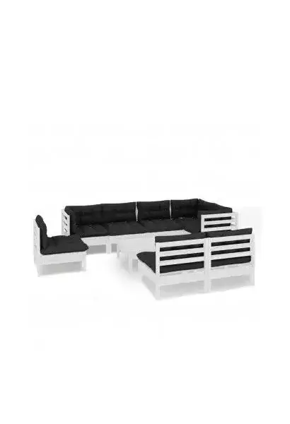 VIDAXL 3096473 Conjunto de muebles con cojines fabricado en madera para jardín en color blanco de vidaXL