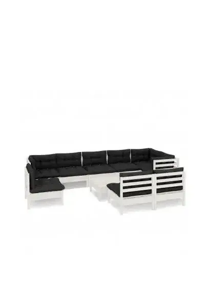 VIDAXL 3096485 Juego de mobiliario de jardín de madera de pino color gris antracita 10 piezas de vidaXL