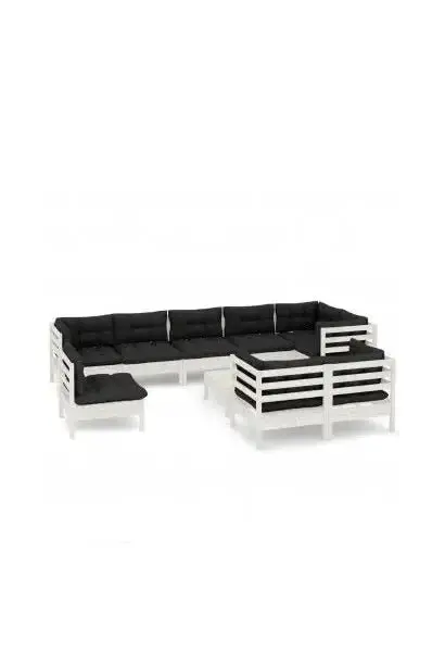 VIDAXL 3096533 Juego de mobiliario de jardín hecho de madera de pino gris antracita 10 piezas de vidaXL
