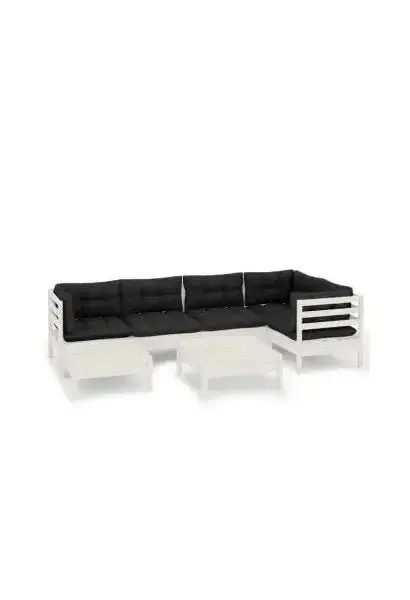 VIDAXL 3096545 Set de muebles para exterior de 7 piezas color blanco con cojines gris antracita de vidaXL
