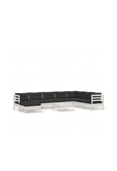 VIDAXL 3096666 Set de muebles para el jardín con cojines en color blanco y gris antracita de vidaXL