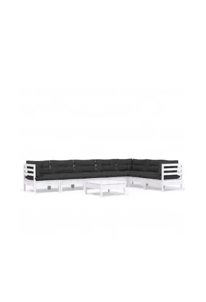 VIDAXL 3096702 Set de sofás modulares de 8 piezas de madera de pino blanco y cojines de color antracita de vidaXL