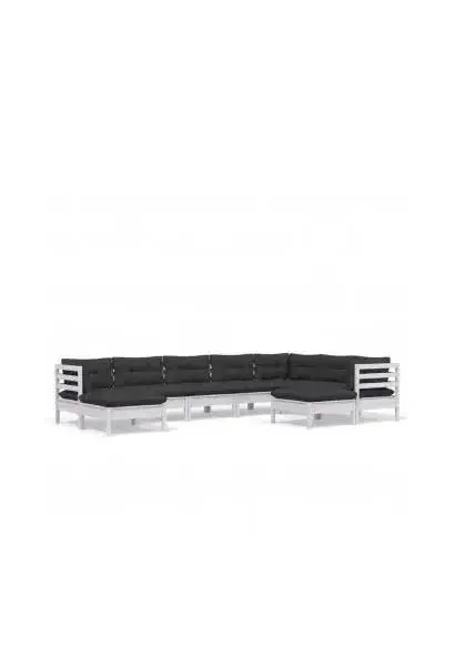 VIDAXL 3096708 Set de muebles para el jardín con cojines en color blanco y gris antracita de vidaXL