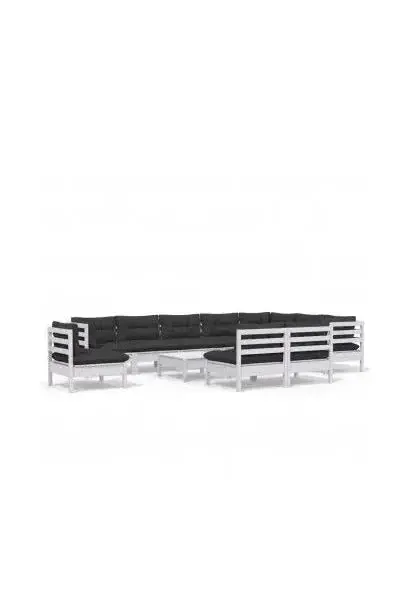 VIDAXL 3096762 Juego de mobiliario de jardín de madera de pino color gris antracita 11 piezas de vidaXL
