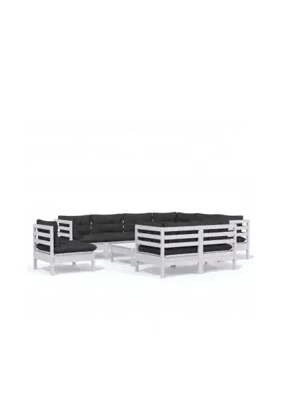 VIDAXL 3096774 Kit de muebles para jardín de madera maciza de pino color gris antracita 10 piezas de vidaXL