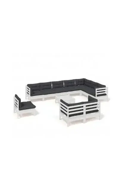 VIDAXL 3096786 Kit de muebles para jardín de madera maciza de pino gris antracita 11 piezas de vidaXL