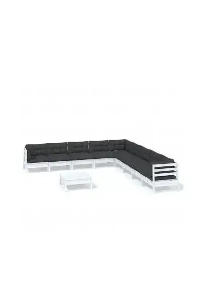 VIDAXL 3096822 Kit de muebles para jardín hecho de madera de pino gris antracita 10 piezas de vidaXL