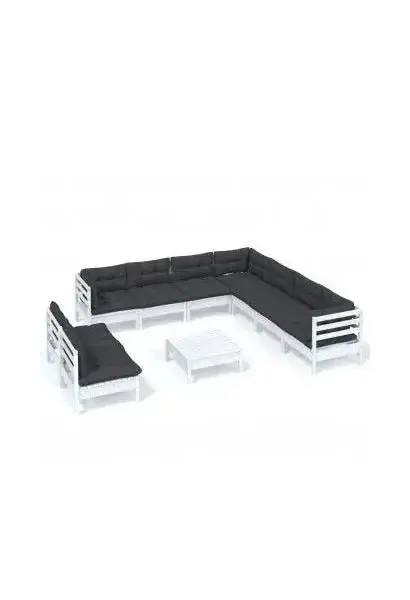 VIDAXL 3096834 Kit de muebles de jardín de madera maciza de pino color antracita 10 piezas de vidaXL