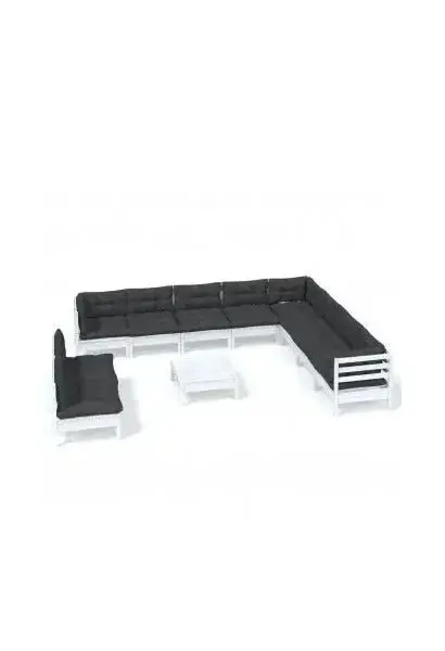 VIDAXL 3096846 Set de muebles de jardín de madera maciza de pino color gris antracita 11 piezas de vidaXL