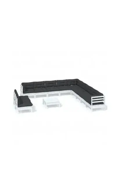 VIDAXL 3096858 Juego de sofás con una mesa para el jardín fabricada en madera color blanco y gris de vidaXL