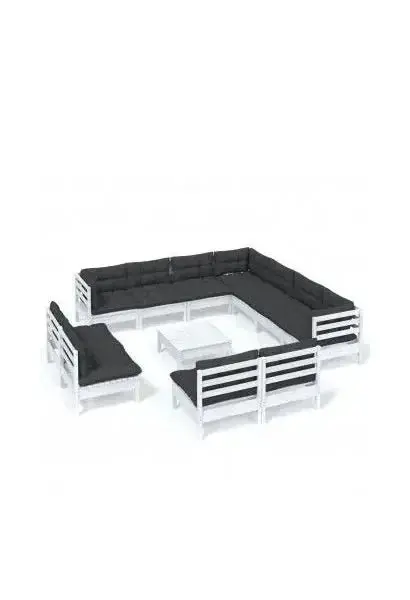 VIDAXL 3096870 Set de muebles de jardín de madera maciza de pino color gris antracita 12 piezas de vidaXL