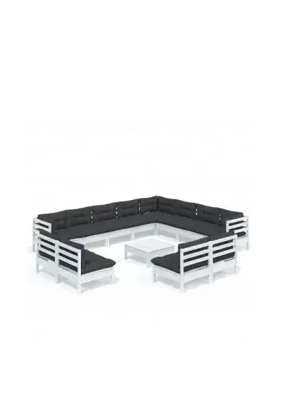 VIDAXL 3096882 Conjunto de muebles para los jardines con 13 piezas en madera blanca y gris antracita de vidaXL
