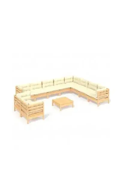 VIDAXL 3096917 Conjunto de muebles para el exterior fabricado en madera maciza en color crema de vidaXL