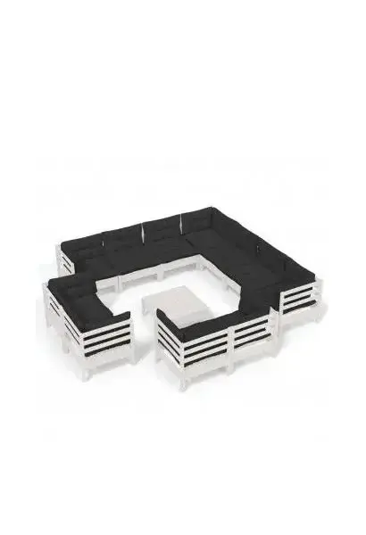 VIDAXL 3096942 Juego moderno de muebles para jardín fabricado en pino blanco y gris antracita de vidaXL