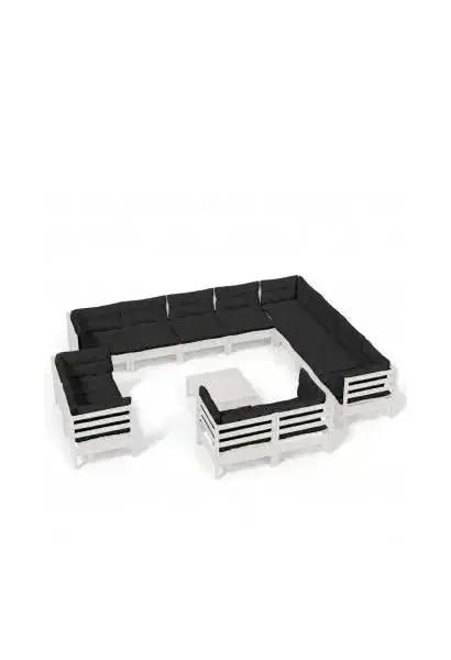 VIDAXL 3096954 Conjunto de muebles para el jardín fabricado en madera con 13 piezas de color blanco y gris de vidaXL