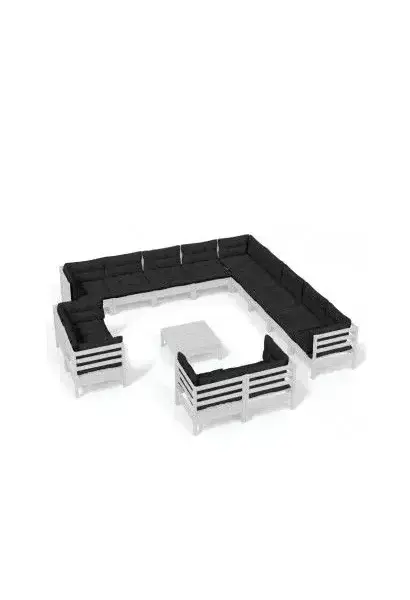 VIDAXL 3096966 Set moderno de jardín y terrazas con 14 piezas fabricadas en madera de pino color blanco de vidaXL