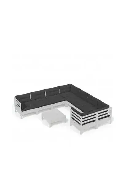 VIDAXL 3096978 Set de muebles para el jardín con 9 piezas fabricadas en madera de color blanco y gris de vidaXL