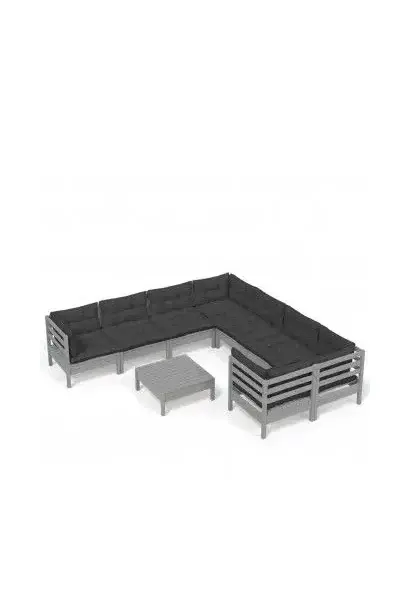 VIDAXL 3096979 Set de muebles de jardín hecho de madera de pino color gris antracita 9 piezas de vidaXL