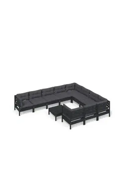 VIDAXL 3097005 Juego de muebles para jardín hecho en madera de pino de 11 piezas con mesa y cojines color gris oscuro de vidaXL