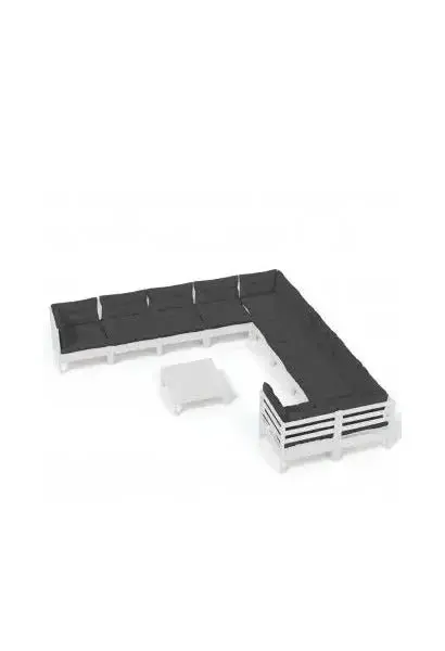 VIDAXL 3097014 Set de muebles de jardín de madera de pino color blanco y gris antracita 11 piezas de vidaXL