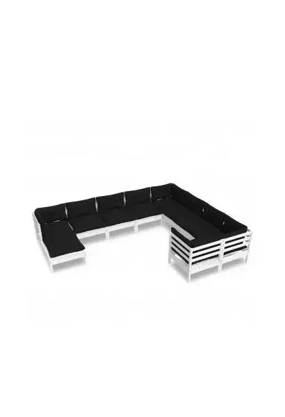 VIDAXL 3097032 Set de muebles de jardín de madera maciza de pino color blanco y gris 10 piezas de vidaXL