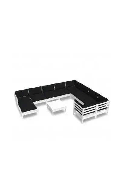VIDAXL 3097038 Juego de muebles de jardín de madera maciza de pino de color blanco y gris antracita 10 piezas de vidaXL