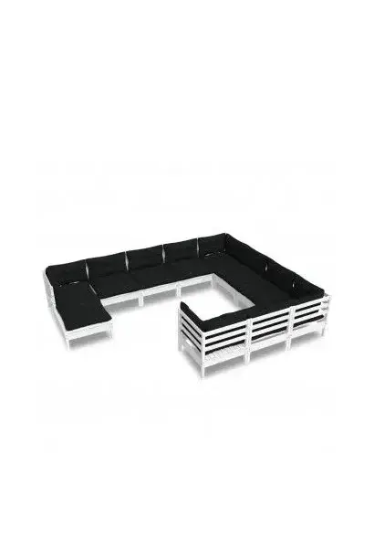 VIDAXL 3097044 Juego de muebles de jardín de madera maciza de pino color blanco y gris antracita 11 piezas de vidaXL