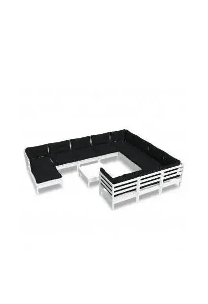 VIDAXL 3097050 Juego de muebles de jardín de madera maciza de pino de color blanco y gris antracita 12 piezas de vidaXL