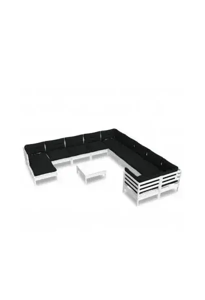 VIDAXL 3097062 Juego de muebles para jardín de madera maciza de pino color blanco y gris antracita 12 piezas de vidaXL