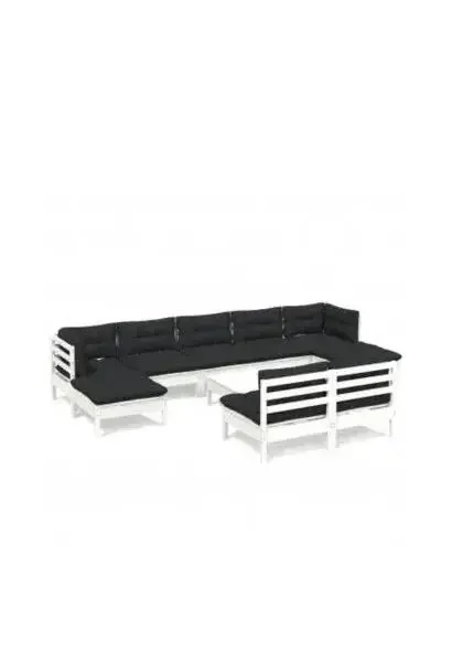 VIDAXL 3097110 Juego de muebles de jardín de madera maciza de pino color gris antracita 10 piezas de vidaXL
