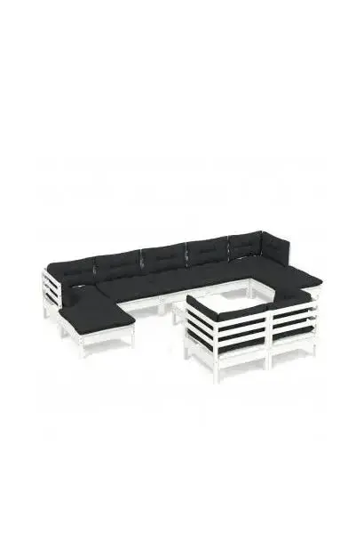 VIDAXL 3097134 Set de muebles para jardín de madera maciza de pino de color gris antracita 10 piezas de vidaXL