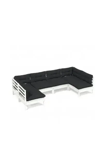 VIDAXL 3097152 Conjunto de jardín de 6 piezas con sofás de pino Blancos y cojines gris antracita de vidaXL