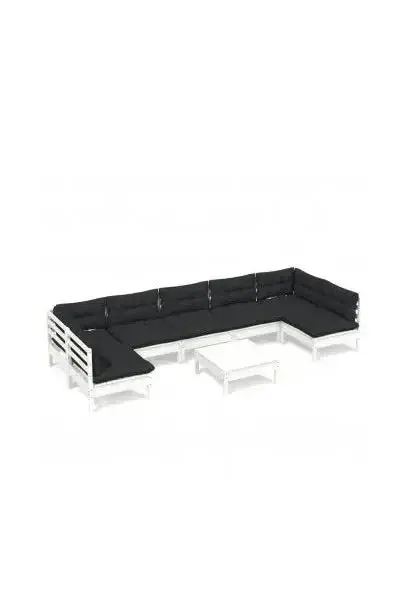 VIDAXL 3097170 Conjunto de sofás y mesa de jardín de madera con acabado blanco y antracita de vidaXL