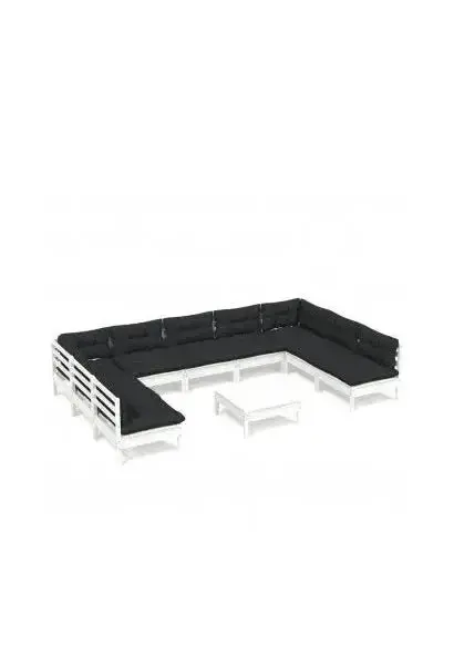 VIDAXL 3097182 Juego de muebles para jardín de madera maciza de pino color blanco y gris antracita 10 piezas de vidaXL