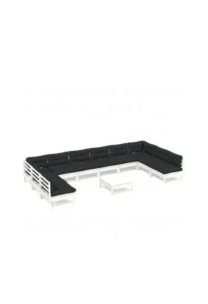 VIDAXL 3097194 Juego de muebles para exteriores de madera maciza de pino color blanco y gris antracita 11 piezas de vidaXL