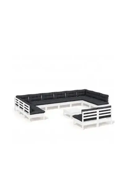 VIDAXL 3097230 Conjunto de muebles de jardín 13 piezas gris oscuro y blanco madera de pino de vidaXL