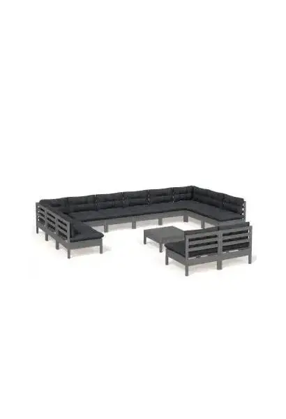 VIDAXL 3097231 Set de muebles para jardín de 13 piezas color gris con cojines antracita de vidaXL