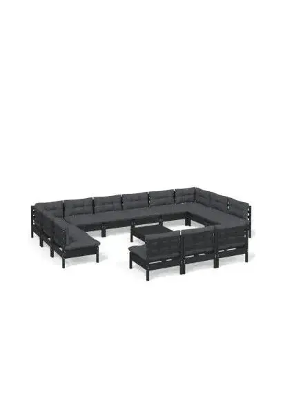 VIDAXL 3097245 Juego de muebles de 14 piezas para jardín hecho en madera de pino con mesa y cojines color gris oscuro de vidaXL