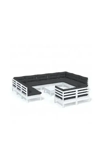 VIDAXL 3097266 Juego de sofás y mesa para el jardín exterior fabricado en pino blanco con un diseño modular de vidaXL