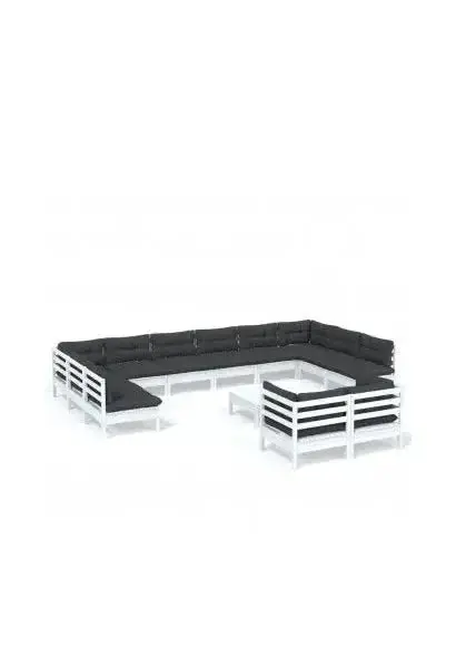 VIDAXL 3097278 Conjunto de muebles para el jardín de madera con 13 piezas en color gris y blanco de vidaXL
