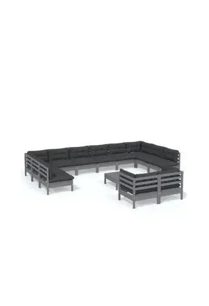 VIDAXL 3097279 Conjunto moderno para el jardín de 13 piezas fabricadas en pino en color gris de vidaXL