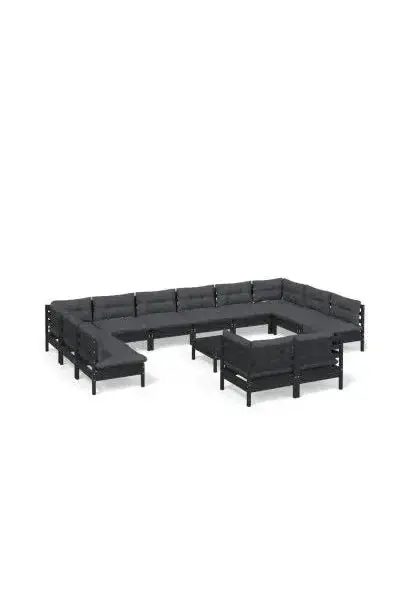 VIDAXL 3097281 Juego de muebles de jardín con mesa fabricados en madera maciza de pino color negro y gris antracita de vidaXL
