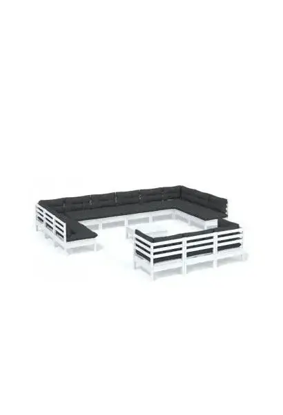 VIDAXL 3097290 Juego moderno para el jardín y terrazas de 14 piezas fabricadas en madera color blanco de vidaXL
