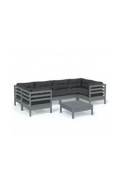 VIDAXL 3097303 Juego de muebles para exterior de 7 piezas modulares acabado gris antracita con cojines de vidaXL
