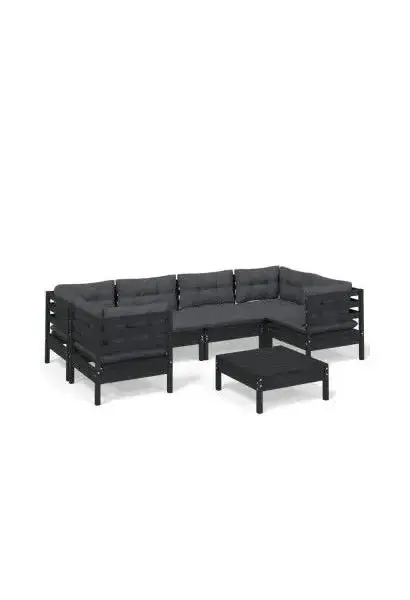 VIDAXL 3097305 Conjunto de muebles de exterior con mesa fabricados en madera maciza de pino color negro y gris antracita de vidaXL