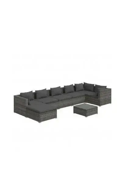 VIDAXL 3101845 Conjunto de muebles de exterior gris de ratán sintético con cojines de ocho plazas de vidaXL