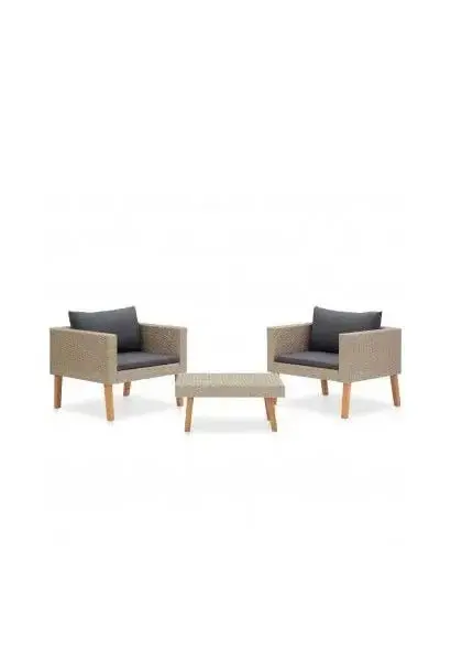 VIDAXL 310217 Set de muebles de jardín 3 piezas con cojines ratán sintético acabado Beige de vidaXL