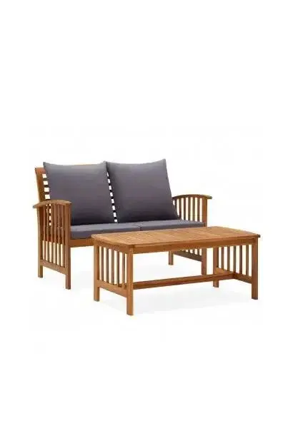 VIDAXL 310264 Juego de muebles para exteriores hecho de madera maciza de acacia y tela color gris oscuro 2 piezas de vidaXL